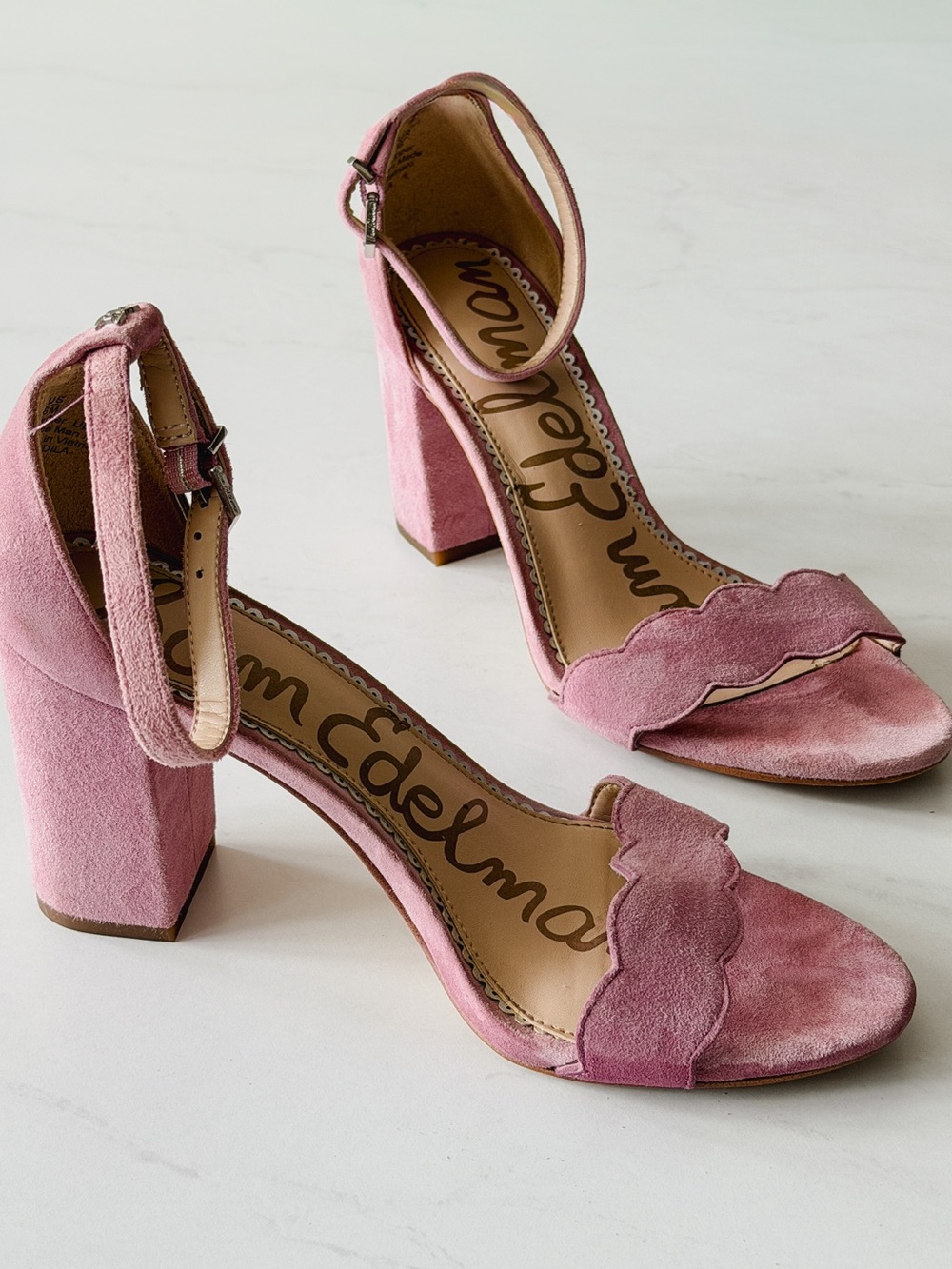 Sam Edelman Dusty Mauve Suede Block Heel Sandals Size 6